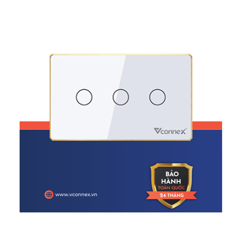 Công tắc thông minh 3 kênh chữ nhật viền nhôm