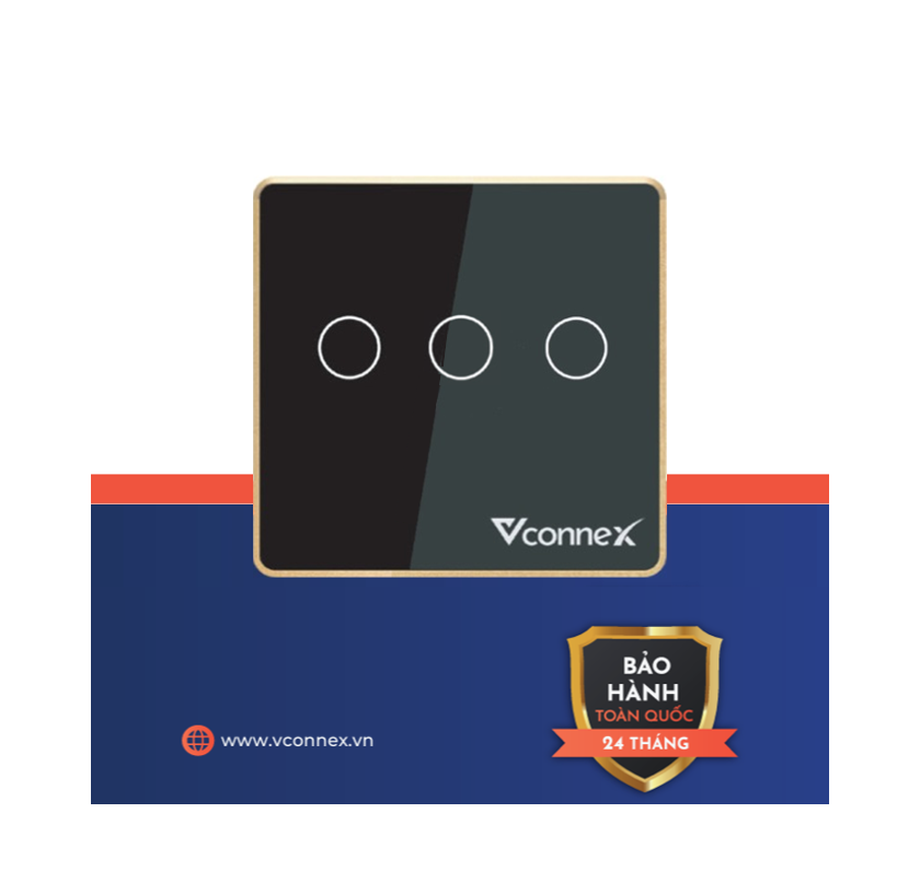 Công tắc thông minh 3 kênh vuông viền nhôm