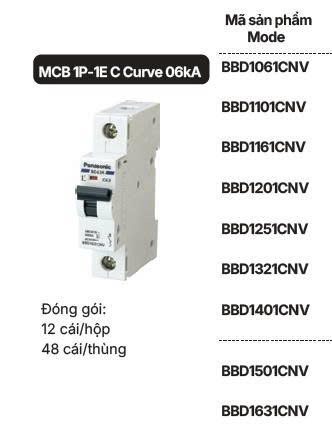 Pana - MCB 63A 1P-1E C Curve 06kA (BBD1631CNV)