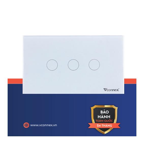 Công tắc thông minh 3 kênh Vuông Viền nhôm - Đen