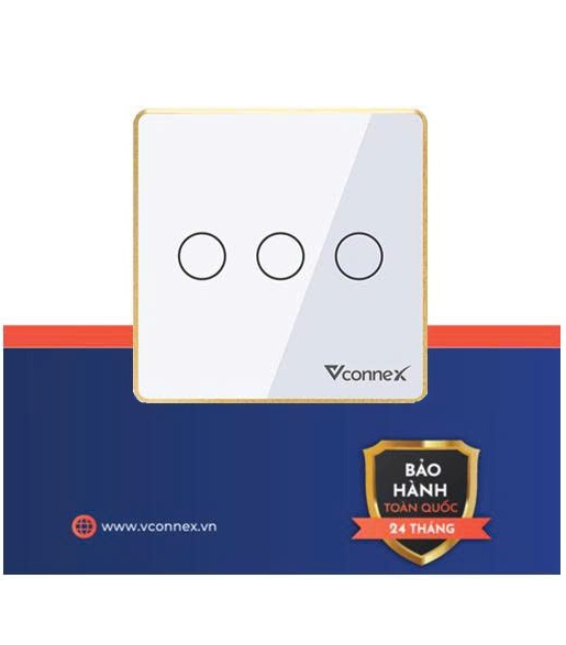 Công tắc thông minh 3 kênh vuông viền nhôm