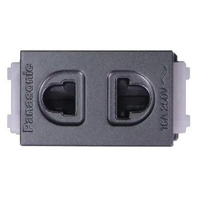 Pana - Ổ cắm đơn có màn che 250VAC - 16A màu đen 