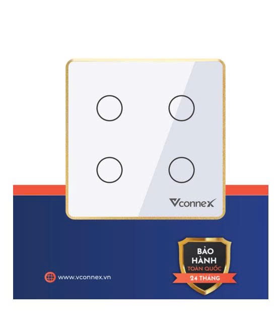 Công tắc thông minh 4 kênh vuông viền nhôm 